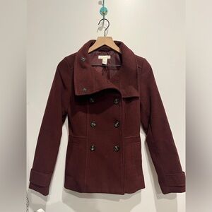 H&M maroon pea coat